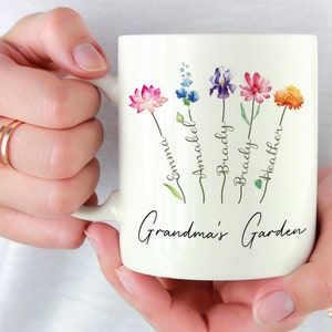 Gifts for Grandma, Mom, Grandma&#39;s Garden, Gift Ideas For Nana, Gigi, Customized Coffee Mug, Gifts From Grandkids, Mother Day Gifts.