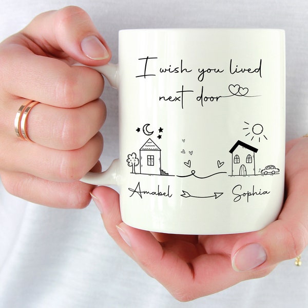 Cadeaux amis, Mugs à café personnalisés, Cadeau pour femme, Mug I Wish You Lived Next Door, Cadeaux pour un déménagement, Cadeaux interurbains, Mug personnalisé