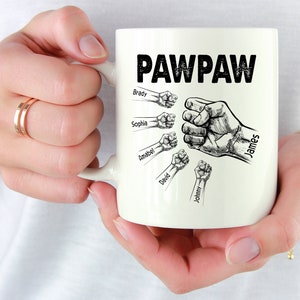 Fist Bump Pawpaw Mug, Funny Fathers Day Gift, Funny Mugs, Dad Gifts, Dad Birthday Gifts, Gifts For Grandpa, Personalized Gifts, Custom Mug