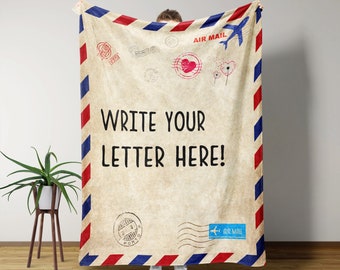 Custom Letter Blanket, Blanket For Son, Customized Long Distance Love Letter Blanket, Postal Blanket Gift, Gift For Kids From Parents.