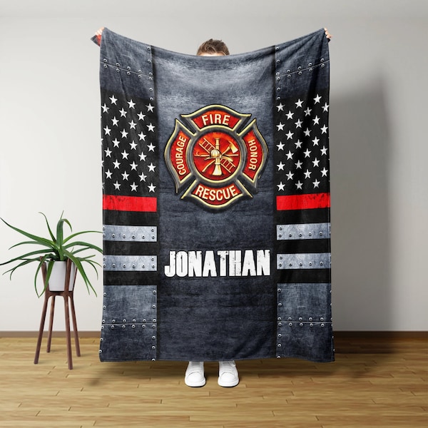Personalized Gifts, Custom Blanket, Firefighter Blanket, Gifts for Firemen, Fireman Gifts for Men, Husband Dad Men Gifts, Christmas Gifts