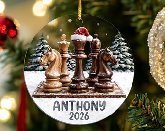 Chess Christmas Ornaments 2026, Chessboard Ornament for Chess Lovers, Chess Keepsake Gifts for Son, Player, Men, Women, Friends and Family