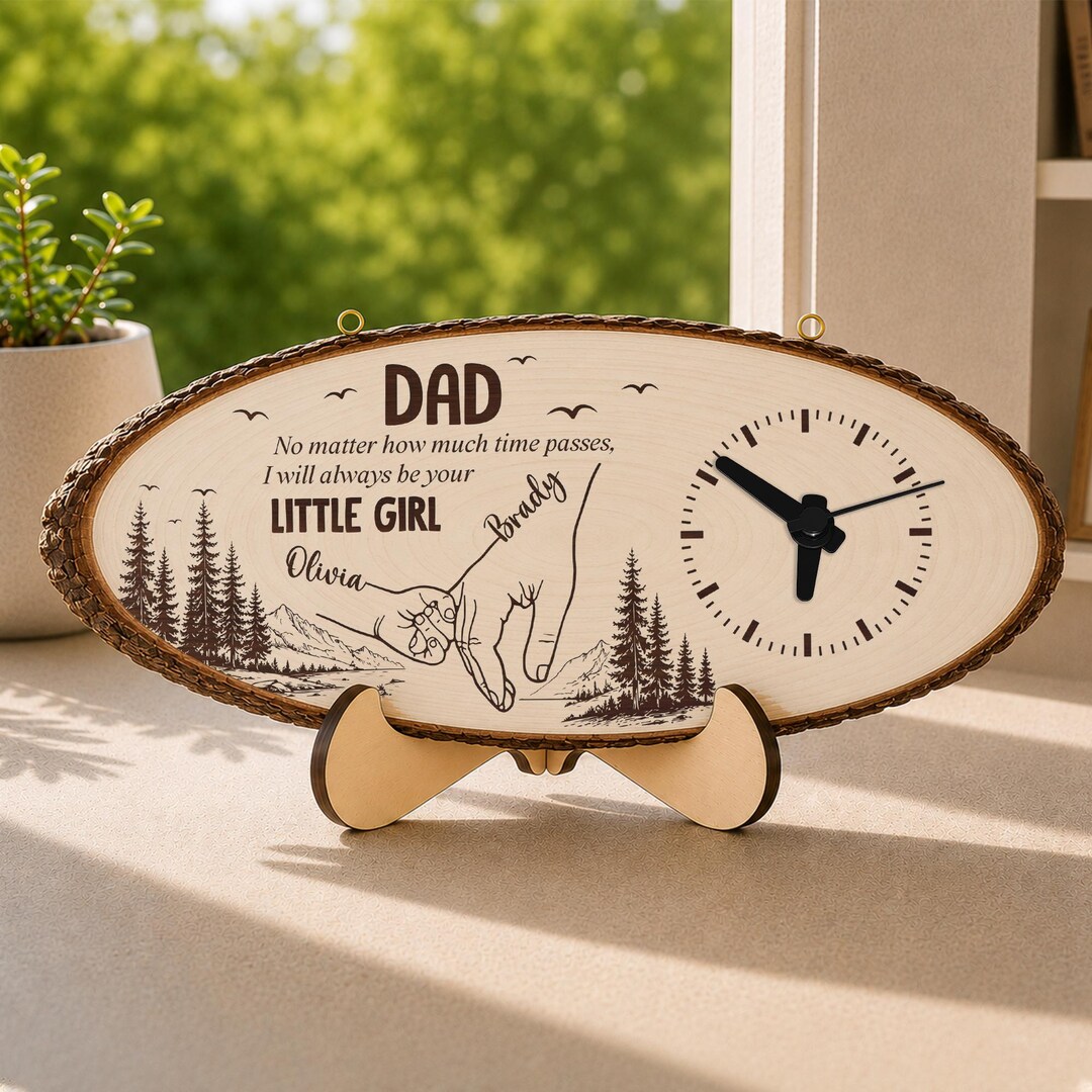 Personalized Dad Wood Clock, Father Daughter Gift From Little Girl ...