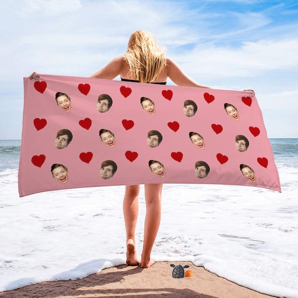 Personalized Funny Photo Face Beach Towel, Custom Gift Idea, Funny Selfie Gift.