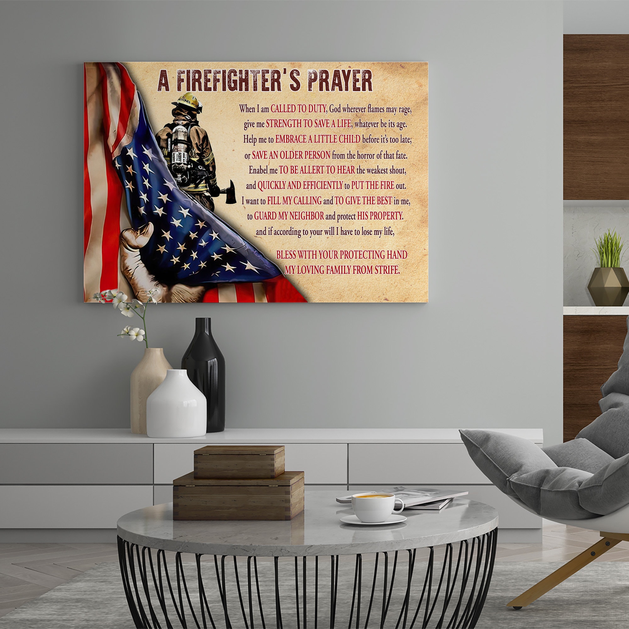 Fireman's Prayer Desk Decor Sign - Appreciation Gifts For Firefighters, Retirement, Graduation, Birthday & Christmas