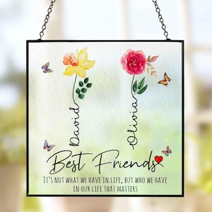 Best Friend Gifts, Personalized Flower Window Hanging Suncatcher, Friendship Gifts, Friends Gifts For Women, Bestie Gifts, Friend Suncatcher
