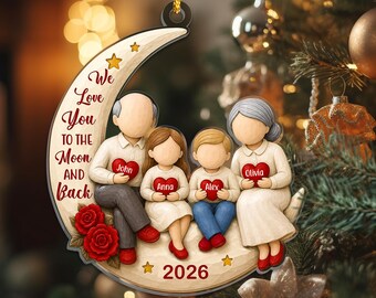 Custom Grandparents Grandkids Names Christmas Ornament, Grandparent Ornament 2026, Gifts for Papa Nana, Family Keepsake, Xmas Gifts 2026