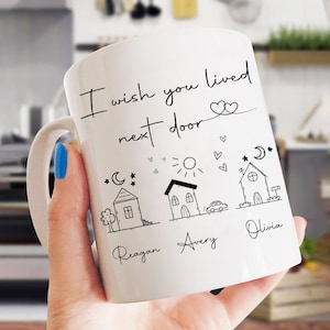 Friends Gifts, Personalized Coffee Mugs, Gifts For Friends , I Wish You Lived Next Door, Moving Away Gifts, Long Distance Gifts, 3 Friends.