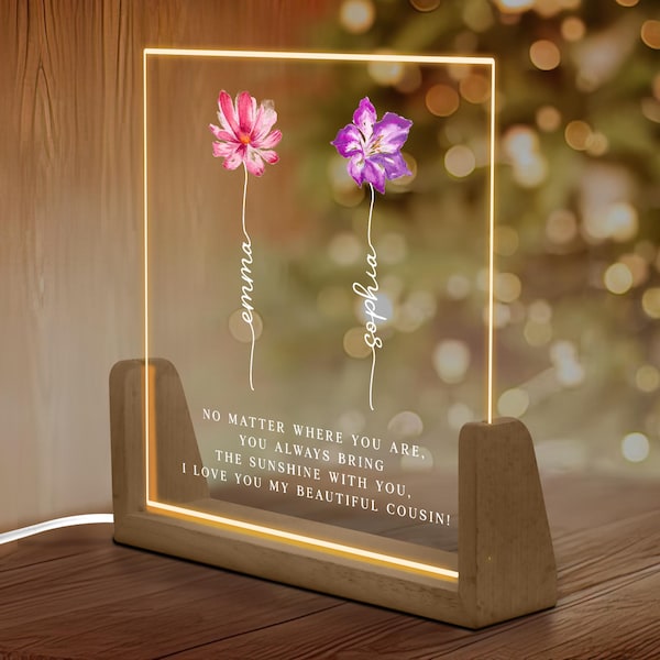 Personalized Cousin Gifts, Cousin Gifts, Sister Gifts, Cousin Birthday Gifts, Cousin Christmas Gifts, Gifts For Women, Custom Night Light
