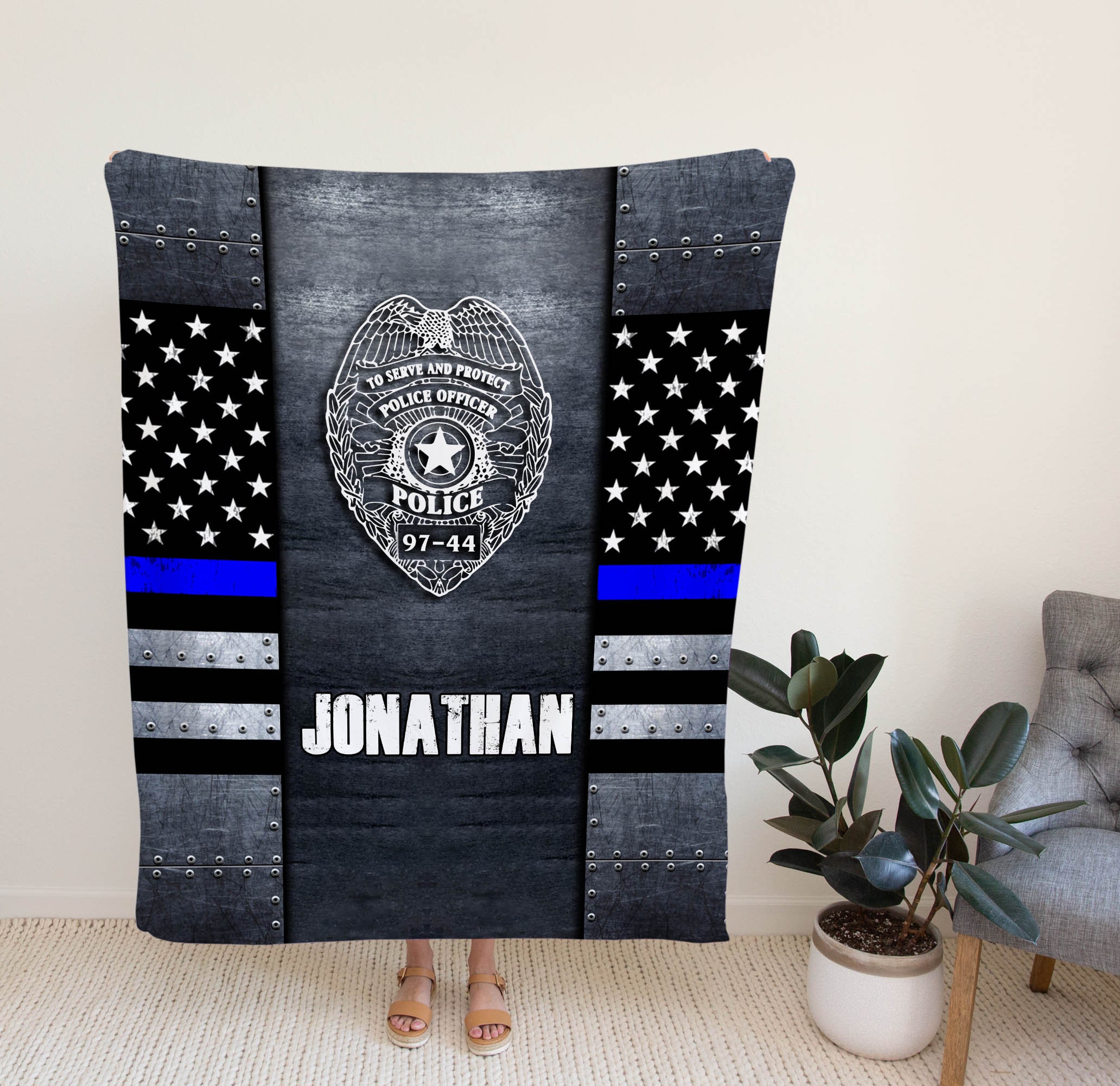 Thin blue line blanket with badge number new arrivals
