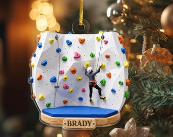 Personalized Indoor Rock Climber Ornament, Climbing Workout Christmas Ornaments 2026, Mountain Climbing Gifts, Gifts for Rock Climbers, Men