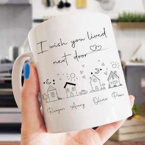 Friends Gifts, Personalized Coffee Mugs, Gift For Women, I Wish You Lived Next Door Mug, Moving Away Gifts, Long Distance Gifts, 4 Friends.