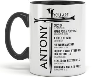 Personalized Name Christian Gifts For Men Teens Boys, Encouraging Scripture Bible Verse Coffee Mug, Christian Dad Gifts, Fathers Day Gifts