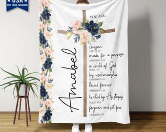 Personalized Blanket, Bible Verse Blanket, Inspiration Quote Blanket, Christian Gifts, Jesus Lover Gifts, Women Gifts, Gifts For Her