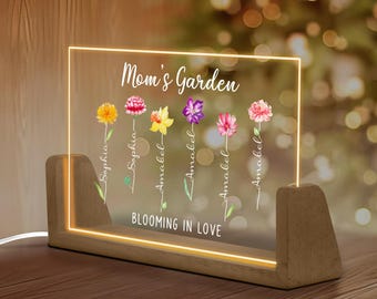 Gifts For Mom Birthday, Moms Garden Acrylic Sign, Mom Gifts, Mama Gifts, Gifts For Her, Gifts For Women, Christmas Gifts, Custom Night Light