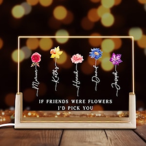 Best Friend Birthday Gifts, If Friends Were Flowers Night Light,Friendship Gifts, Bestie Gifts, Gifts For Her, Gifts For Women, Womens Gifts