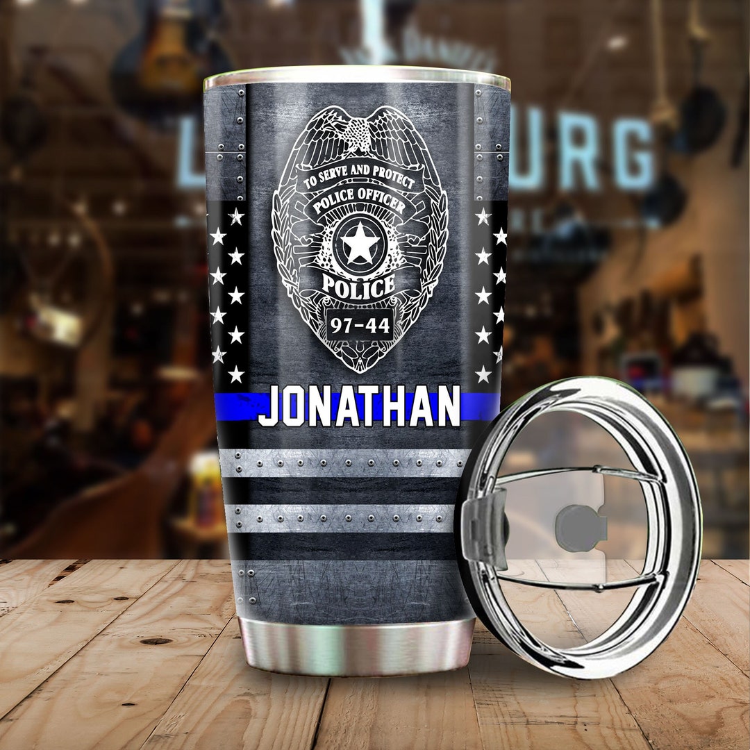 Custom Police Officer Tumbler, Personalized Thin Blue Line Tumbler