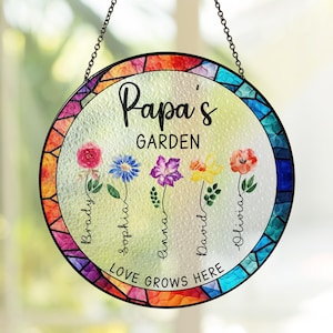 Papa Gifts for Fathers Day, Grandpa Gifts for Fathers Day from Granddaughter, Grandson,Grandkids, Birthday Gift for Papa, Grandpa Suncatcher