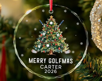 Personalized Merry Golfmas Ornament, Golf 2026 Christmas Ornament, Custom Golf Christmas Gifts, Gifts for Golfer, Golf Lover, Team, Dad
