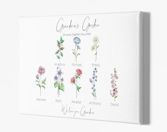 Personalized Gift for Grandma, Mother's Day Gift, Grandchildren Birth Flowers, Custom Family Birth Flower Print.