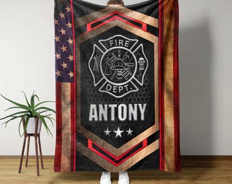 Firefighter Gifts For Men, Gifts For Firefighters, Firemen, Fireman Red Line Redline Fire Department American Flag Blanket, Fireman Gifts