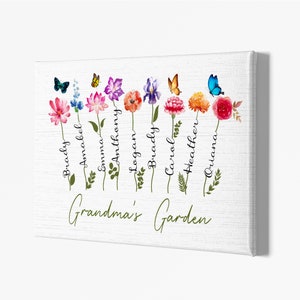 Gifts for Grandma, Grandma's Garden , Personalized Gifts, Blooms With Grankids Name, Birth Month Flower, Gifts for Nana, Gigi, Women.