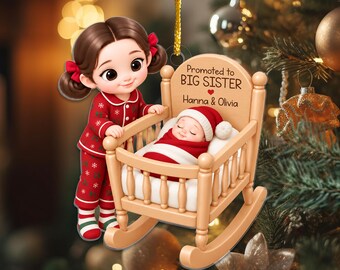 Personalized Promoted To Big Sister Ornament, New Sister Christmas Gifts, Newborn Baby Christmas Ornament 2026, Sibling Christmas Keepsake