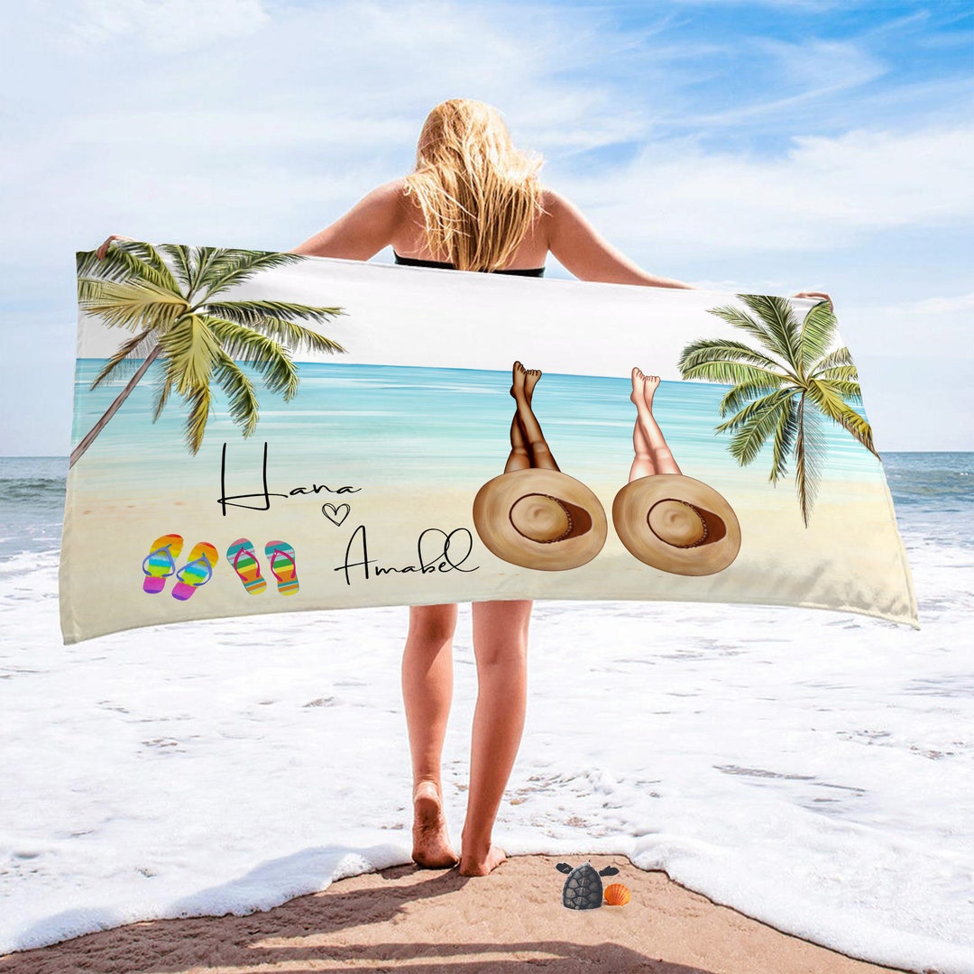 Personalized Beach Bestie Towel Custom Gift for Bestfriend Etsy