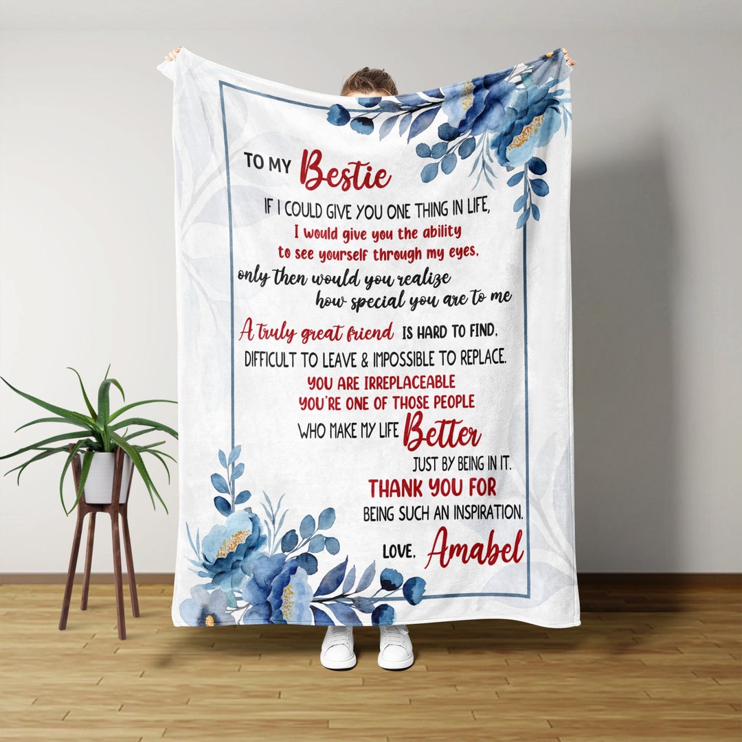 To My Bestie Blanket, Custom Floral Blanket, Gift Ideas for Besfriend
