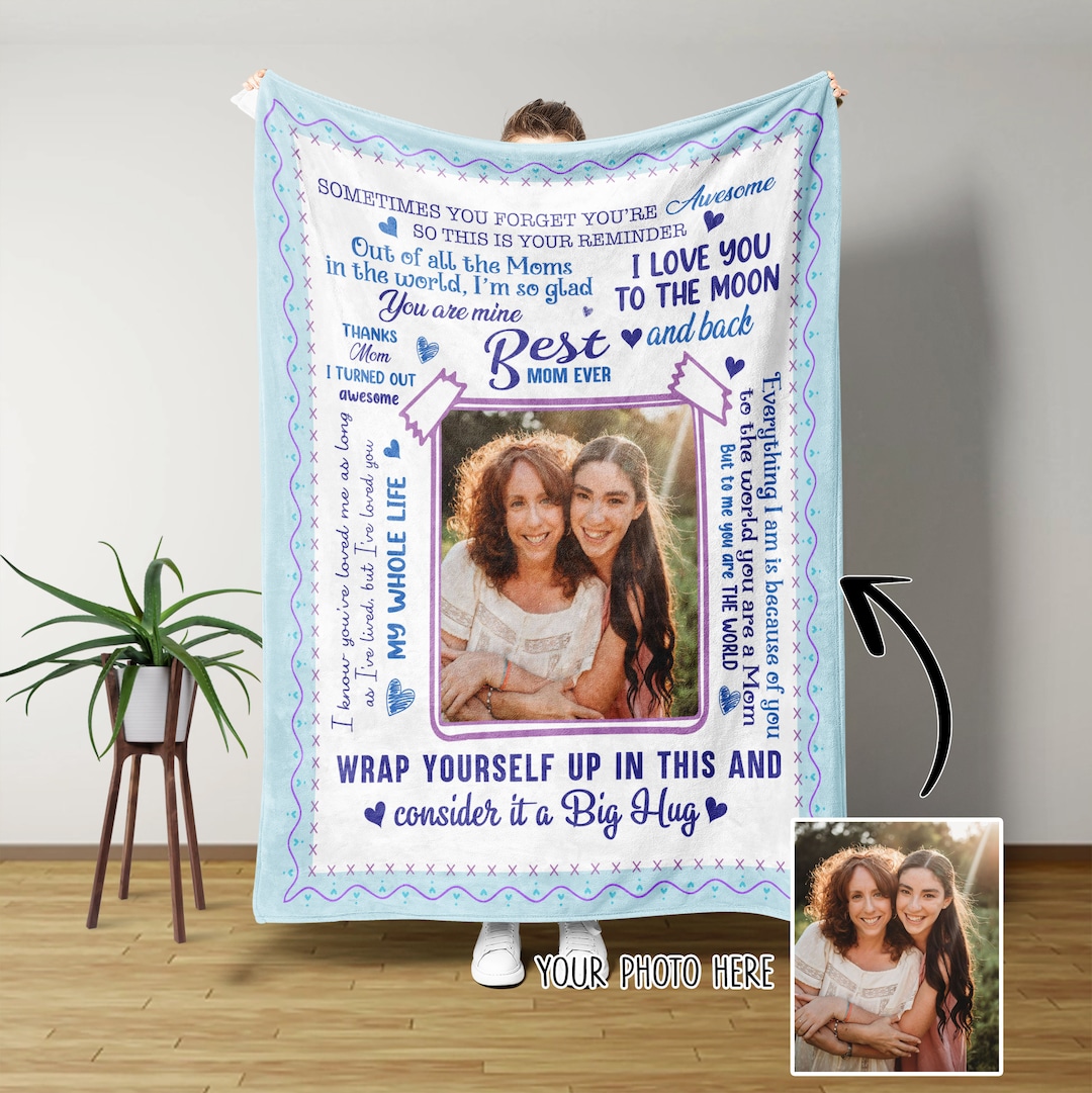 Custom Blanket Personalized Photo Blanket Best Mom Ever Etsy