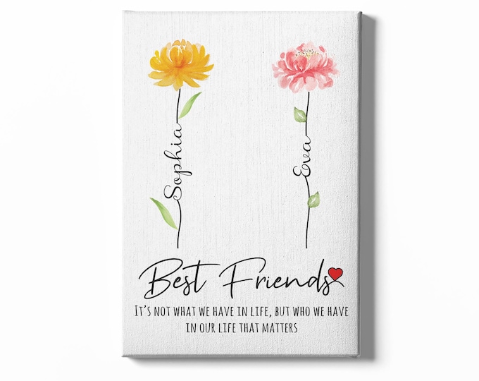 Best Friend Canvas Wall Art, Friendship Gifts, Best Friend Gifts, Bestie Gifts For Women, Birthday Gifts, Sister Gifts, Personalized Gifts