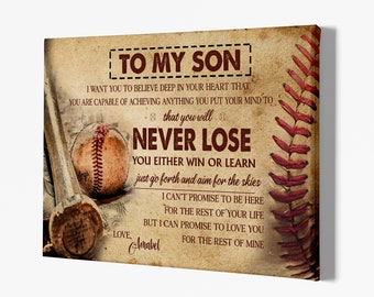 Custom 'To My Son' Baseball Canvas: Personalized Baseball Photo Poster