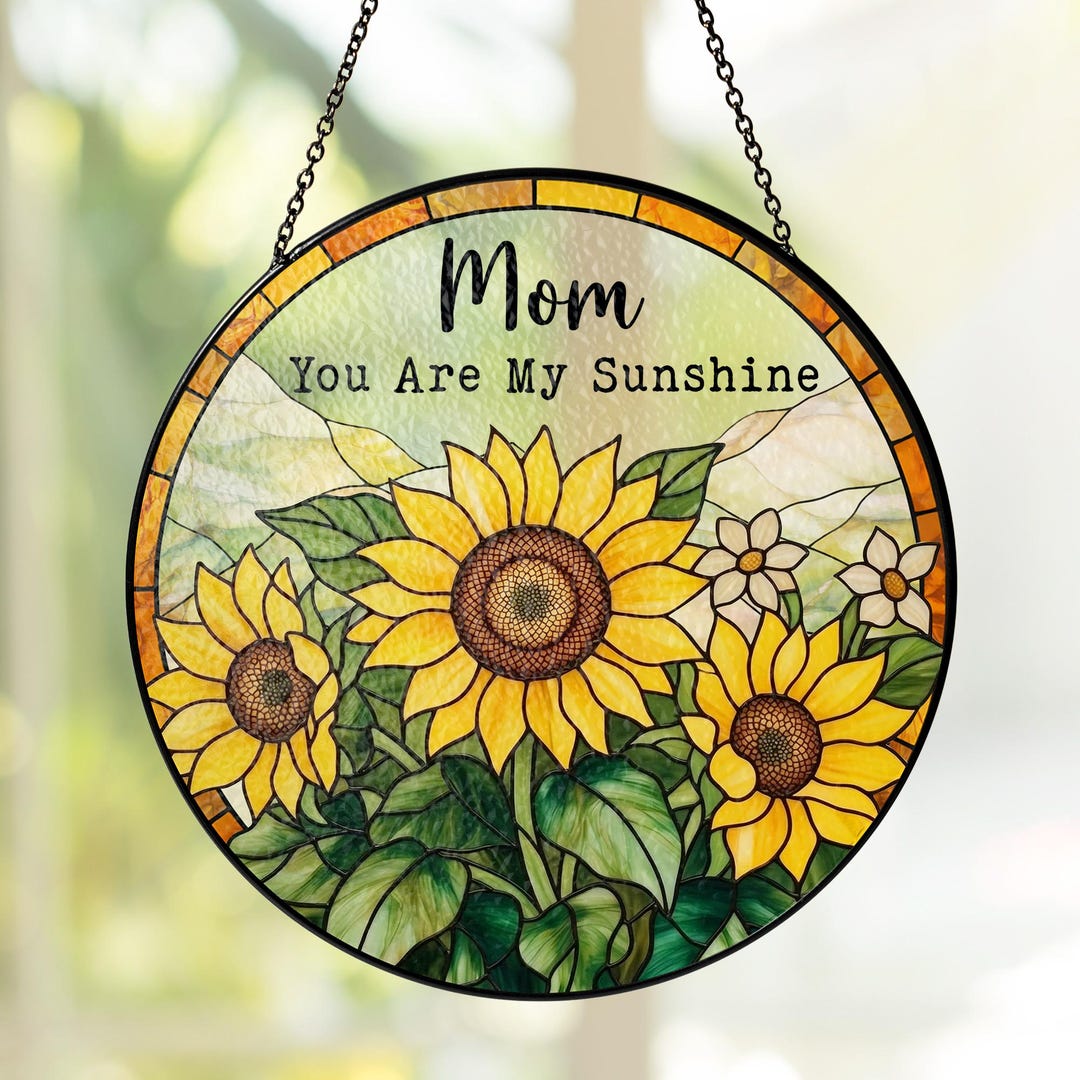 Sunflowers Suncatcher Stained Glass Window Hanging Decor, Mothers Day ...