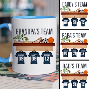 Individuelle Tasse, Geschenke für Papa, Opas Team Tasse, Sport Papa Geschenke, Geburtstagsgeschenke für Männer, Opa Geschenke, personalisierte Geschenke, Keramikkaffeetasse