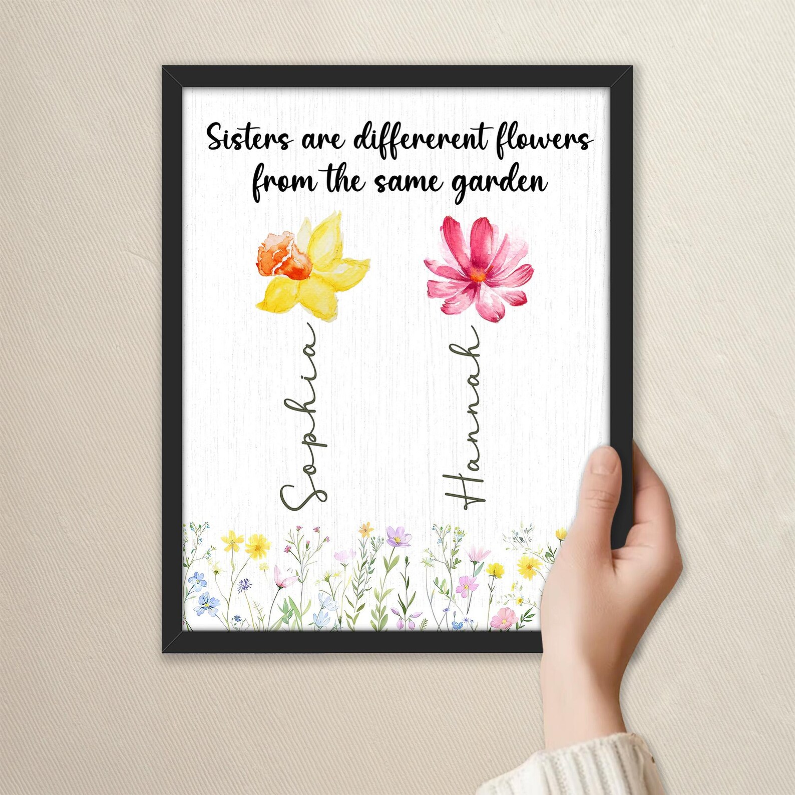Sister Gifts, Sisters Are Different Flowers Canvas Wall Art, Gifts From ...