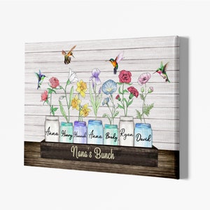 Mothers Day Gifts, Gifts for Grandma, Custom Gifts For Grandma Canvas,  Birth Flower Print Canvas, Christmas Gifts for Grandma 2024.