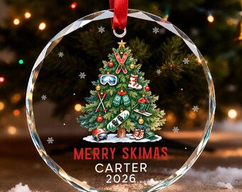 Personalized Skiing 2026 Christmas Ornament, Merry Skimas, Gift For Skiing Lovers, Skier, Winter Ski, Skier Keepsake, Christmas Ski Ornament