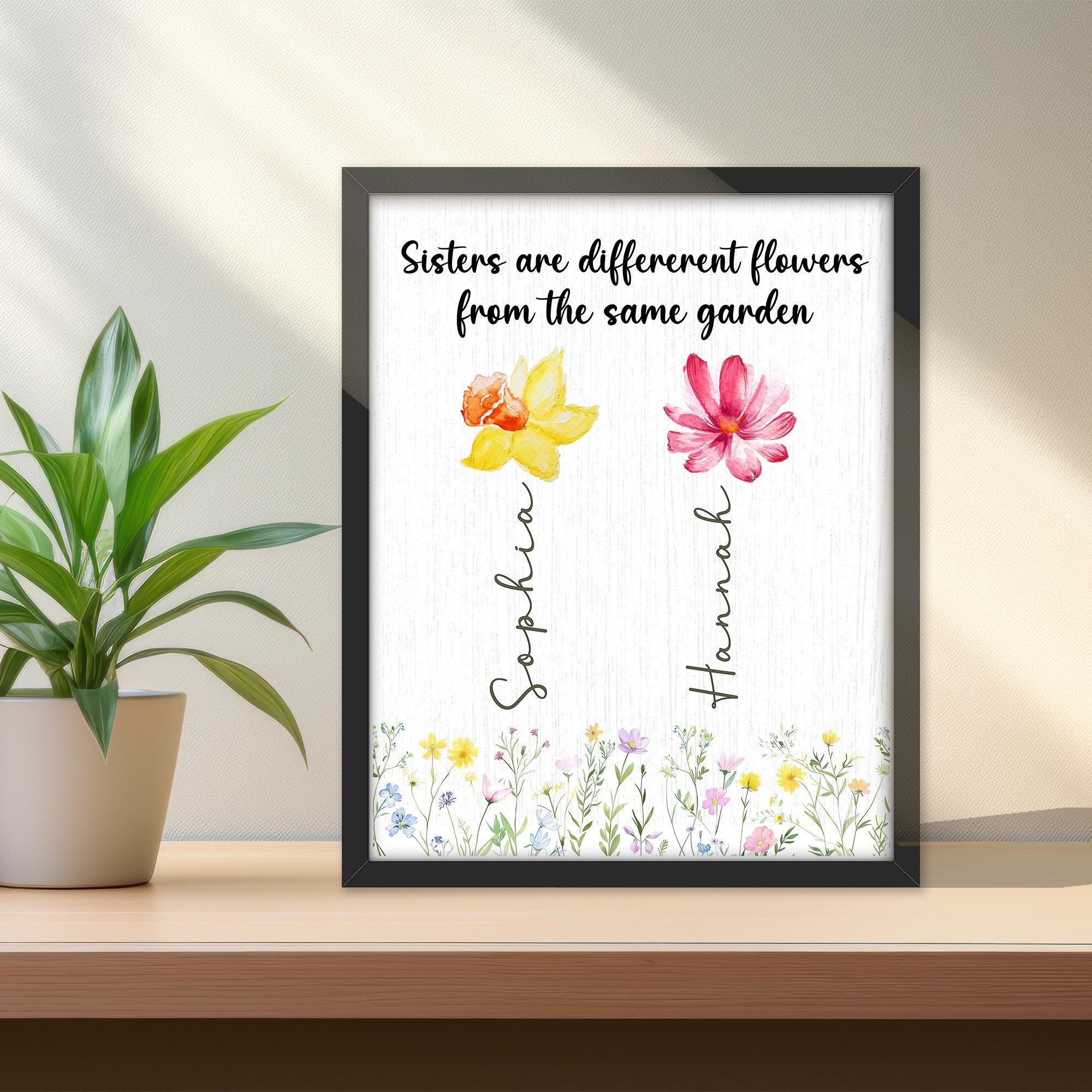 Sister Gifts, Sisters Are Different Flowers Canvas Wall Art, Gifts From ...