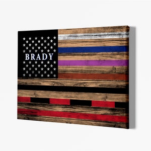 Custom Name Jiu Jitsu Brazilian BJJ Belt Color Rank American Flag Poster, Retirement Canvas Wall Art.