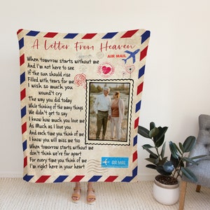 Custom Letter Blanket, Personalized Memorial Blanket With Photo, Custom Keepsake Throw, A Letter From Heaven Blanket, Memory Gifts.