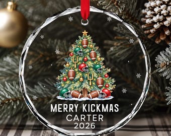 Personalized Baseball Christmas Ornament 2026, Merry Kickmas Christmas Tree for Boy Kid, Baseball Gift for Lover Player Catcher Coach Team