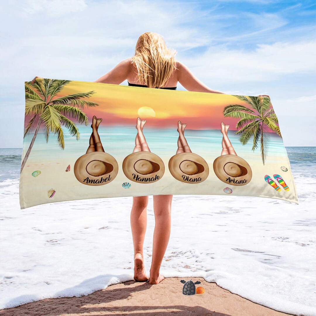 Girl's Trip The Beach Is Calling And We Must Go - Gift For Bestie, Personalized Round Beach Towel main image 0