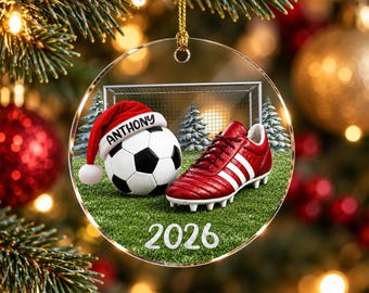 Personalized Soccer Christmas Ornament 2026, Soccer Ornaments for Christmas Tree, Sports Ornaments, Soccer Gifts for Fans Sports Lovers