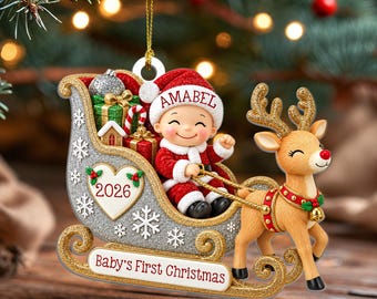 Baby's First Christmas Ornament 2026, Newborn Baby Ornament, Christmas Gift for Baby Boy, Baby Girl, New Parents, Baby Keepsake Gift Decor