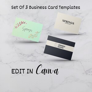 Set of 3 business card templates for Canva. Templates for business professional use. (CANVA)