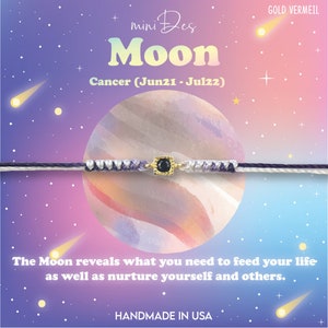 Moon Bracelet, Planet Bracelet, String Bracelet, Cancer Bracelet, July Bracelet, Christmas Gift for her