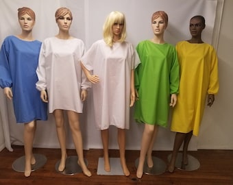 Batas reutilizables de cuidado seguro/manga larga, longitud larga/bolsillo opcional