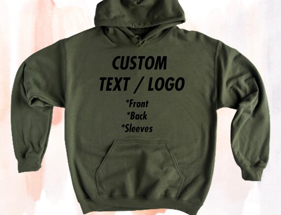 Olive army Green Hoodie With Customizable Text And/or Logo - Etsy