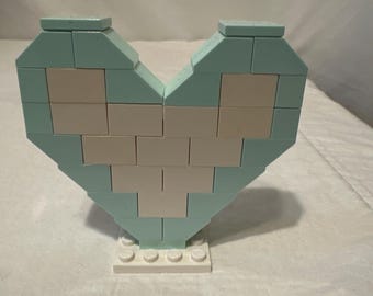 Genuine Lego Heart out of 100% LEGO bricks, powder blue, and white