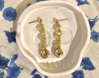 Gold/Brass Nuts & Bolts Drop Earrings